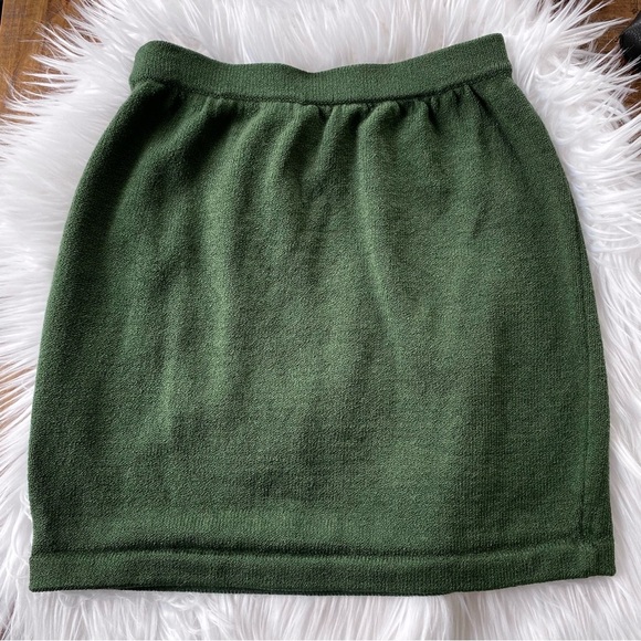 Vintage St John Collection Made in USA Santana Knit Forest Green Skirt Stretch - Picture 1 of 9